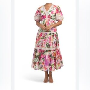 Vasna linen feel Floral Multicolor Maxi Dress